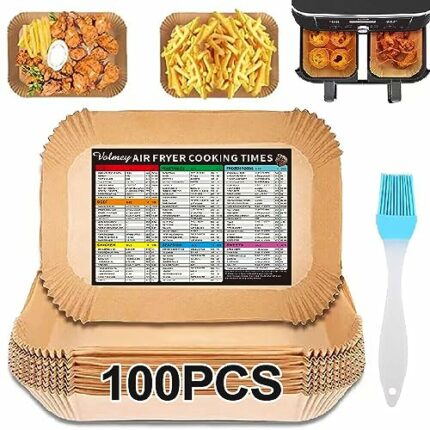 Air Fryer Liners, 100PCS Disposable Air Fryer Parchment Paper Liners, Air Fryer Accessories for Ninja AF300UK AF400UK, Salter, Tower Dual Air Fry