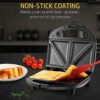 Tiastar Monsieur Croque Maker, sandwich machine and electric panini press with non-stick plates, automatic temperature control, cool-touch handle