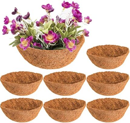 Tebery 8 Packs 12" Round Hanging Basket Coco Liners Replacement, Wall Hanging Planter Coconut Fiber Liner for Planter Flower Pot, 30CM