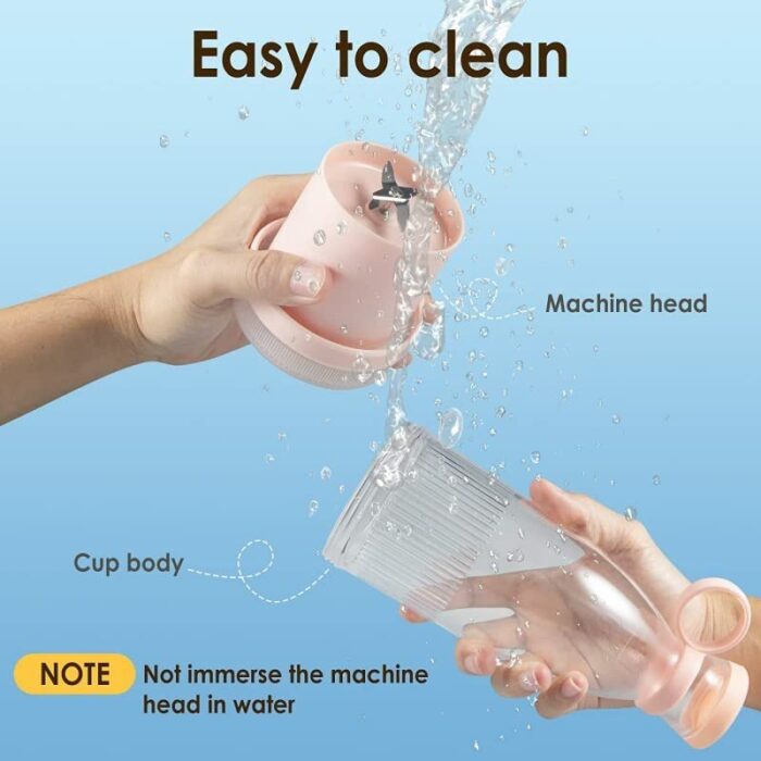 Fresh Juice Blender Bottle, 350ml Multifunctional Portable Blender Bottle, Rechargeable Portable Blender Travel Mixer Cup with Six Blades for Smo