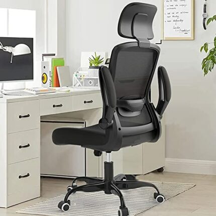 Ergonomic Office Chair, Home Office Desk Chair with Adjustable Headrest & Lumbar Support. High Back Mesh Computer Chair with Thickened Cushion &F