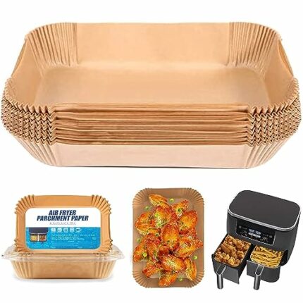Air Fryer Liners for Ninja Dual Disposable Air Fryer Liners Rectangular 100PCS Disposable for Ninja Dual Air Fryer Compatible with Ninja Microwav