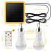 2 Pack Solar Powered Led Shed Light Bulb, TechKen Portable Lantern Lamp with Panel for Indoor Outdoor Kitchen Garden Patio Yard Hiking Camping Te