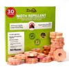 Zidina Moth Repellent for Wardrobes | 30x Rings 100% Natural Cedar Wood Moth Repellent I Best Alternative to Moth Balls | Wardrobe Fresheners and