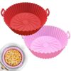 ZHONYEE 2 Pack Round Air Fryer Silicone Liners, Reusable Heat-Resistant and Food Safe Air Fryer Accessories, Easy Cleaning, Top 7.8 Inch Bottom 6