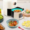 2 Pack Foldable Air Fryer Silicone Pot, 7"Reusable Silicone Air Fryer Liners with 1Pcs Brush, Greaseproof Airfryer Basket Rack Accessories, Repla
