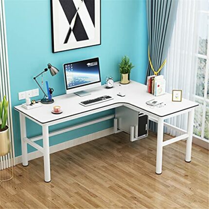 JFJL L-Shaped Desk, Large Computer Desk Gaming Table PC Table Workstation Study Writing Table, Space Saving Corner Desk for Home Office,c