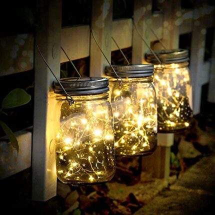 SUNNOW Solar Garden Lights - 3 Pack 30led Waterproof Solar Lanterns Lights Outdoor , Mason Jar Lights Solar Powered,Indoor/Outdoor Hang Light for