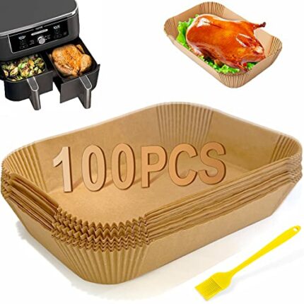 FEEZOM Air Fryer Disposable Paper Liners, Air Fryer Liners, 100PC Ninja Air Fryer Liners for Ninja Air Fryer Dual, Airfryer Food Grade Accessorie