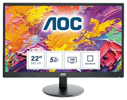 AOC e2270swdn - 21.5 Inch FHD Monitor, Vesa 100 x 100, Tilt, Multimedia (1920 x 1080 @ 60Hz, TN, 5ms, DVI/VGA)