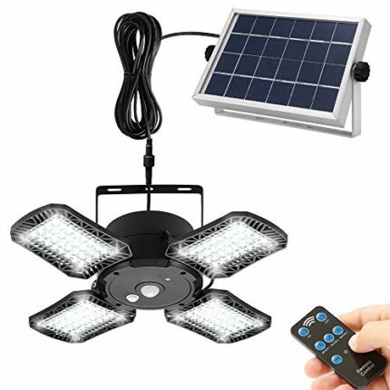 INDARUN Split Solar Pendant Lights Outdoor Indoor, Waterproof IP65 Solar Powered Security Motion Sensor Lights 128LED, Solar Garage Light with Re