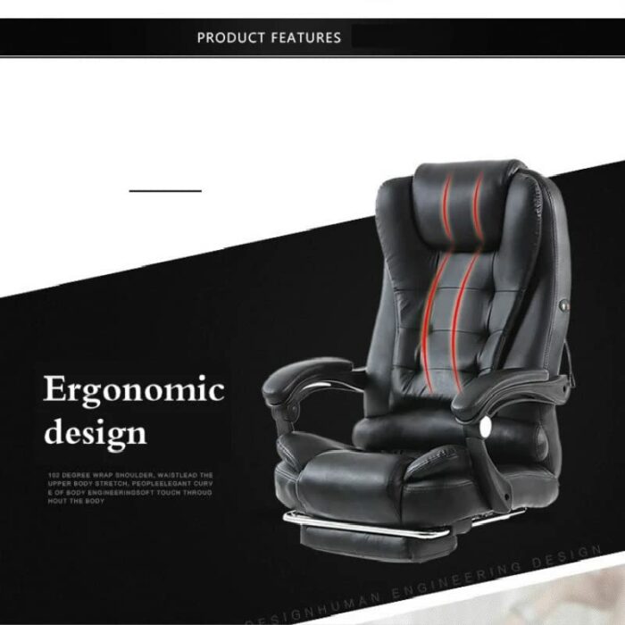 ZCMEB Gaming Chair Massage Synthetic Leather Office Chair Home Reclining Computer Boss Chair Swivel Lifting