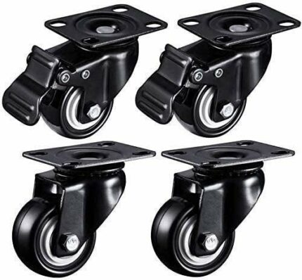 GTYT 4Pcs Swivel Castors Mute Wear-Resistant Pu Rubber Caster Wheel,with Brake Lockable,Casters Load 200kg 40mm Heavy Duty Caster Wheels For Furn