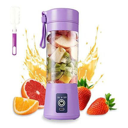 Portable Blender, Personal Juicer Cup, 380ml Handheld Fruit Mixer Machine USB Rechargeable with 6 Power Blades Travel Blender for Smoothies and S