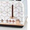 Swan Tribeca, 4 Slice Toaster, Multiple Functions & Browning Control, Glamour 20s Art Dec Design, White & Rose Gold, ST42020WHTN.
