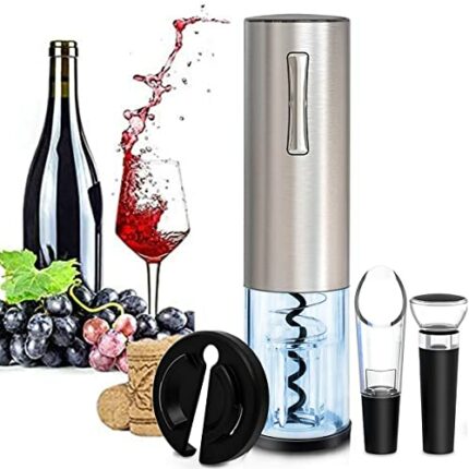 Heart Horse Electric Wine Bottle Opener Rechargeable Set, Stainless Steel Cordless Automatic Electric Corkscrew Set with Foil Cutter,Wine Vacuum