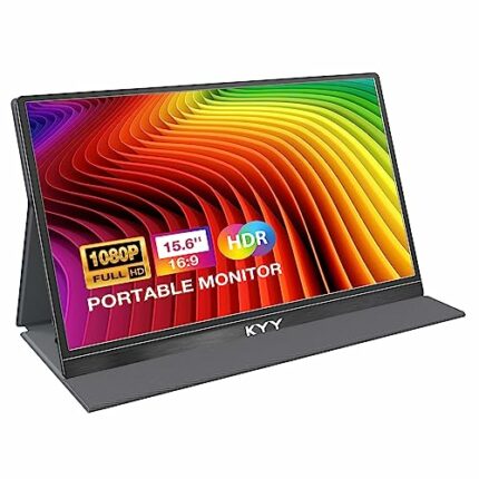 KYY Portable Monitor 15.6'' FHD 1080P USB C HDMI Gaming Monitor Ultra-Slim IPS Display w/Smart Cover & Speakers, Plug&Play, External Monitor for