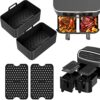 4 PCS Silicone Pot Set for Ninjas Dual Air Fryer, Non Stick Air Fryer Silicone Basket, Air Fryer Rack Accessories for Air Fryer, Oven, Microwave,