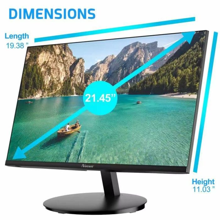Norcent 22 Inch Monitor with HDMI VGA Port, 1080P 75Hz Full HD VA LED Ultra Thin Bezel Display, Flicker-Free, Blue Light Filter, Built-in Speaker