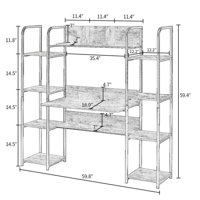 N/A Computer Desk with Locker Computer Workstation with Storage Bookshelf Home Office (Color : A)