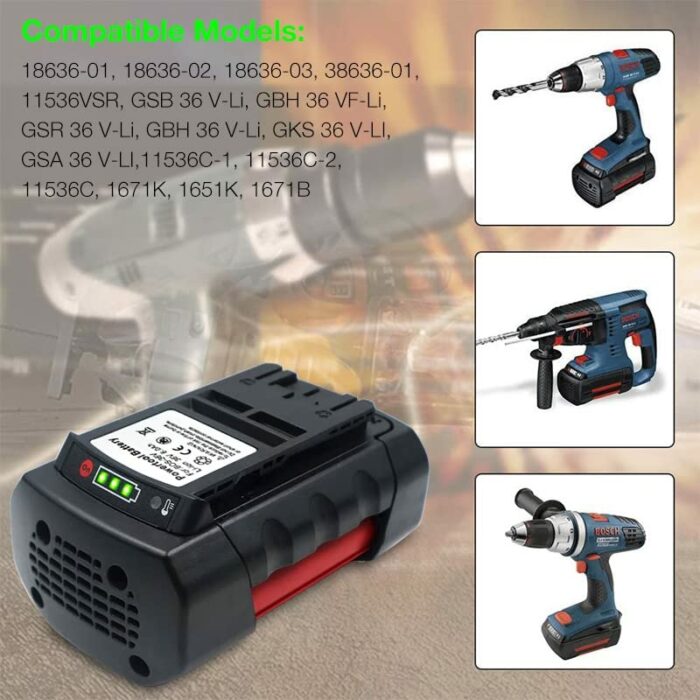 6000mAh fit for Bos 36V tool battery, Li-ion battery 2607336003 2607336004 2607336107 BAT810 BAT836 BAT840D,18650rechargeable battery