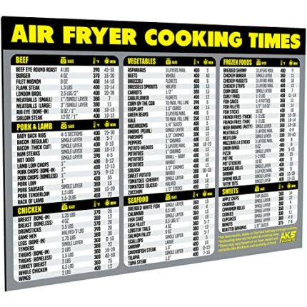 Air Fryer Cheat Sheet Magnet - Extra Large Easy to Read Airfryer Accessory - Magnetic Air Fryer Cooking Times Chart, Kitchen Gadget Reference Gui