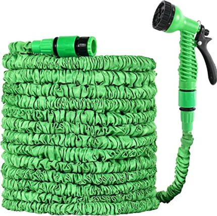 GRANDMA SHARK Garden Hose 30m, 100 FT Hose Pipes with 7 Modes Water Spray Gun, Expandable Hose Pipe Spray Gun, Garden Hose Reel, Magic Water Pipe