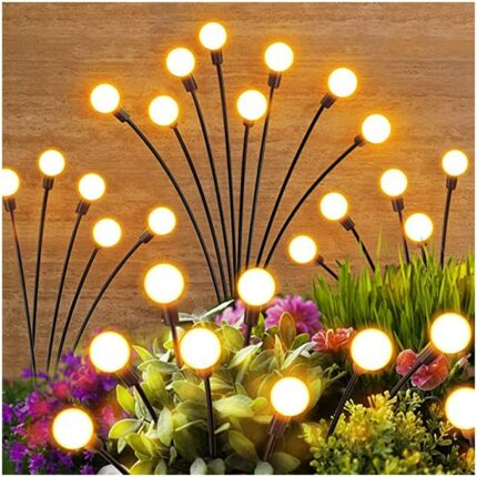 GEARLITE Firefly Solar Lights Outdoor Garden, 4 Pack Super Bright Swaying Solar Garden Lights with 8 LED, Waterproof Garden Lights Solar Powered