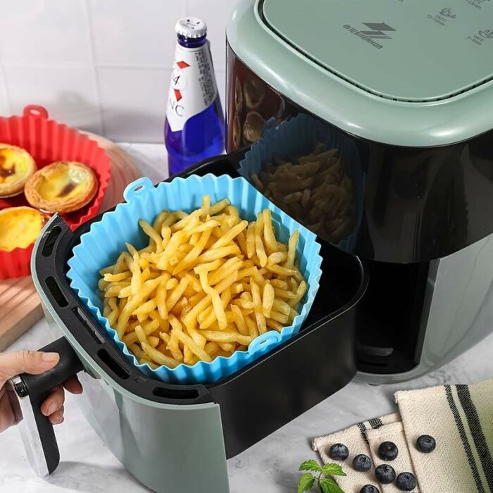 Ani-Safe Air Fryer Silicone Liners Pot For 3 To 5 QT, Air Fryer Silicone Basket Bowl, Replacement Of Flammable Parchment Paper, Reusable Baking T