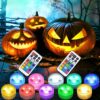 wucgea Mini Pumpkin Lights - Battery Operated Jack O Lantern Lights/Color Changing Small RGB Led Lights for Inside Pumpkin with Remote/Mini Candl