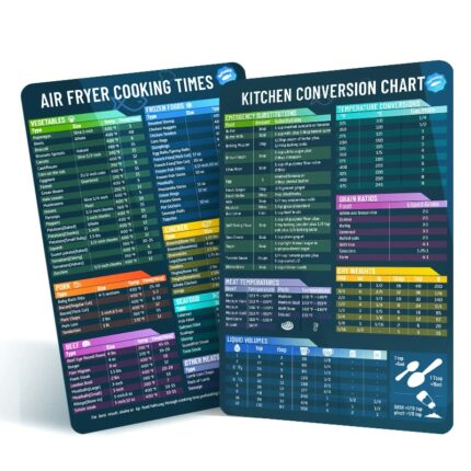 Apluskis 2 Pack Air Fryer Accessories Magnetic Cheat Sheet Cooking Times Temperature Quick Reference Guide, Air Fryer Cooking Chart/Kitchen Unit