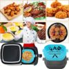 2Pcs Silicone Air Fryer Liner 6.5inch Reusable Air Fryer Silicone Basket Heat Resistant Non-Stick Air fryers Silicone Pot Square Replacement of P
