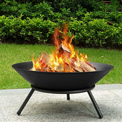 Amagabeli Fire Pits for Garden 56.8cm Premium Steel Fire Bowl Outdoor Fire Brazier for Garden BBQ Patio Heater Camping Portable Fire Basket Chimn
