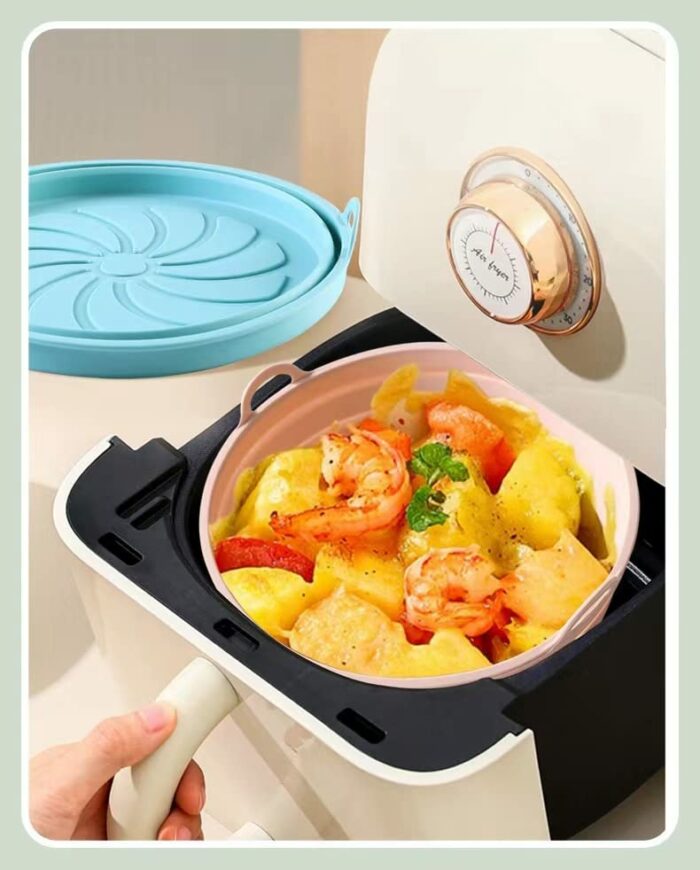 Foldable. 2Pc air fryer silicone liner, air Fryer Liners Reusable 。7.8" /20cm，Compatible with Ninja, Tower, COSORI