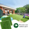 12 x 12 Inch Fake Grass Artificial Grass Mat Fairy Grass Synthetic Garden Artificial Turf Rug for Dogs with Tape for Indoor and Outdoor Use (12 P