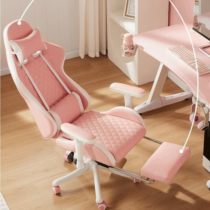 CHUNYU Ergonomic Leather Chair Girls Home Office Comfortable Game Swivel Chair Gamer Live Computer Chair (Color : D, Size : Talla �nica)