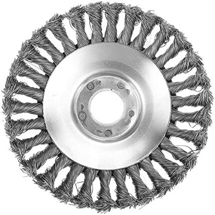 WindFire 6 inch Rotary weed brush Joint Twist Knot Steel Wire Wheel Disc Trimmer Head 25.4mm x 150mm Universal fit Straight Shaft Garden Grass Cu