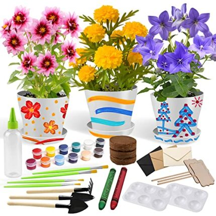 Paint & Plant Flower Gardening Kit for Kids, Gifts for Girls and Boys Ages 4-12, Arts and Crafts for Kids, Toys Gardening Set for Girls and Boys,