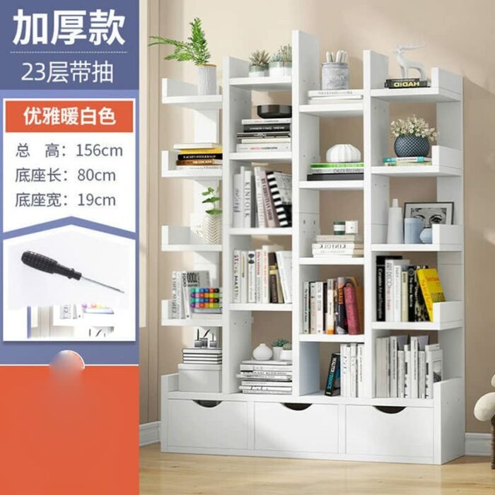 DLOETT Bookshelf Floor Bookcase Desk Storage Rack Simple Living Room Office Shelf Table Student Home Shelf (Color : D, Size : 156 * 80 * 19cm)