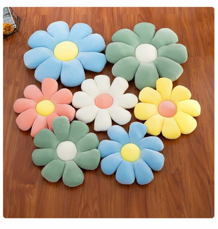 Small daisy flower shaped cushion office computer chair cushion sunflower tatami seat cushion petal pillow (blue,70 * 70cm)