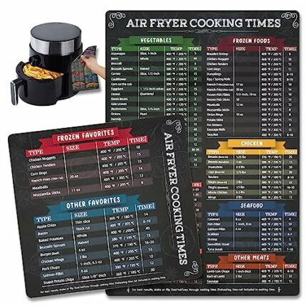 2 Pack Air Fryer Magnetic Cheat Sheet - Air Fryer Cooking Times Chart Magnet Accessories, Airfryer Accessory Quick Reference Guide for Cooking an