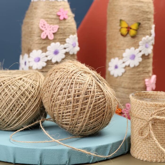 Pack of 4x48M Jute Twine String, Natural Jute Hessian String Cord Twine for Arts and Crafts, Decoration, Bundling, Gift Wrapping, Floristry, Rust