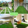 ybaymy Fake Grass, 18Pack Artificial Grass Tiles, 30x30 cm Synthetic Fake Grass Tiles Mat, 25mm Thickness Self-draining Mats Indoor Outdoor for P