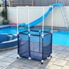 Essentially Yours Pool Equipment Holder with Towel Drying Bars, Mesh Rolling Pool Storage Organizer Bin, Extra Large with Towel Hanger, (34.5" W