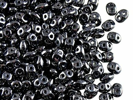 20 Grams (0,71 Ounces) am Czech Two-Hole Seed Beads SuperDuo 2.5x5mm  Jet Hematite