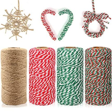 AmazoEU 200m Christmas Cotton String Jute Twine 2mm Thick 10 Ply Strong Durable Bakers Twine for Crafting, Gift Wrapping, DIY Crafts Arts, Baking