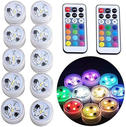 Submersible Lights Waterproof Hot Tub Underwater Tea Lamp Remote Control RGB Multicolor Flameless Candles Battery Powered for Vase Bowl Lantern P