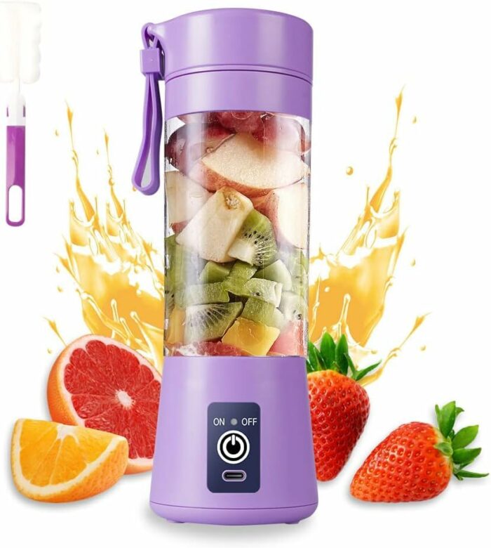 Portable Blender, Mini Blender for Shakes and Smoothies with Rechargeable USB, 380Ml Traveling Portable Fruit Juicer Cup Blender With 6 Blades