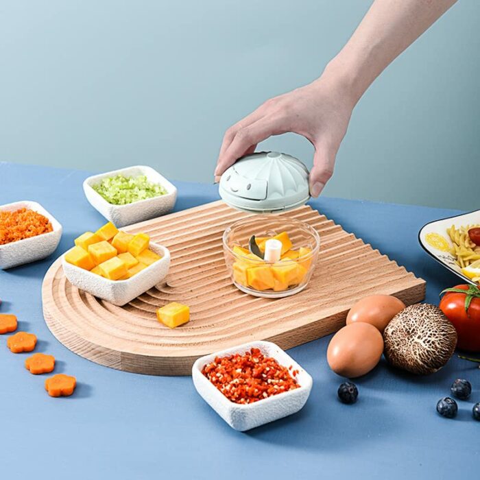 Manual Food Chopper Stainless Steel Blades Hand Chopper Pull String Hand Food Shredder for Vegetable Onions Meat Garlics Chopper