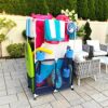 Essentially Yours Pool Equipment Holder with Towel Drying Bars, Mesh Rolling Pool Storage Organizer Bin, Extra Large with Towel Hanger, (34.5" W